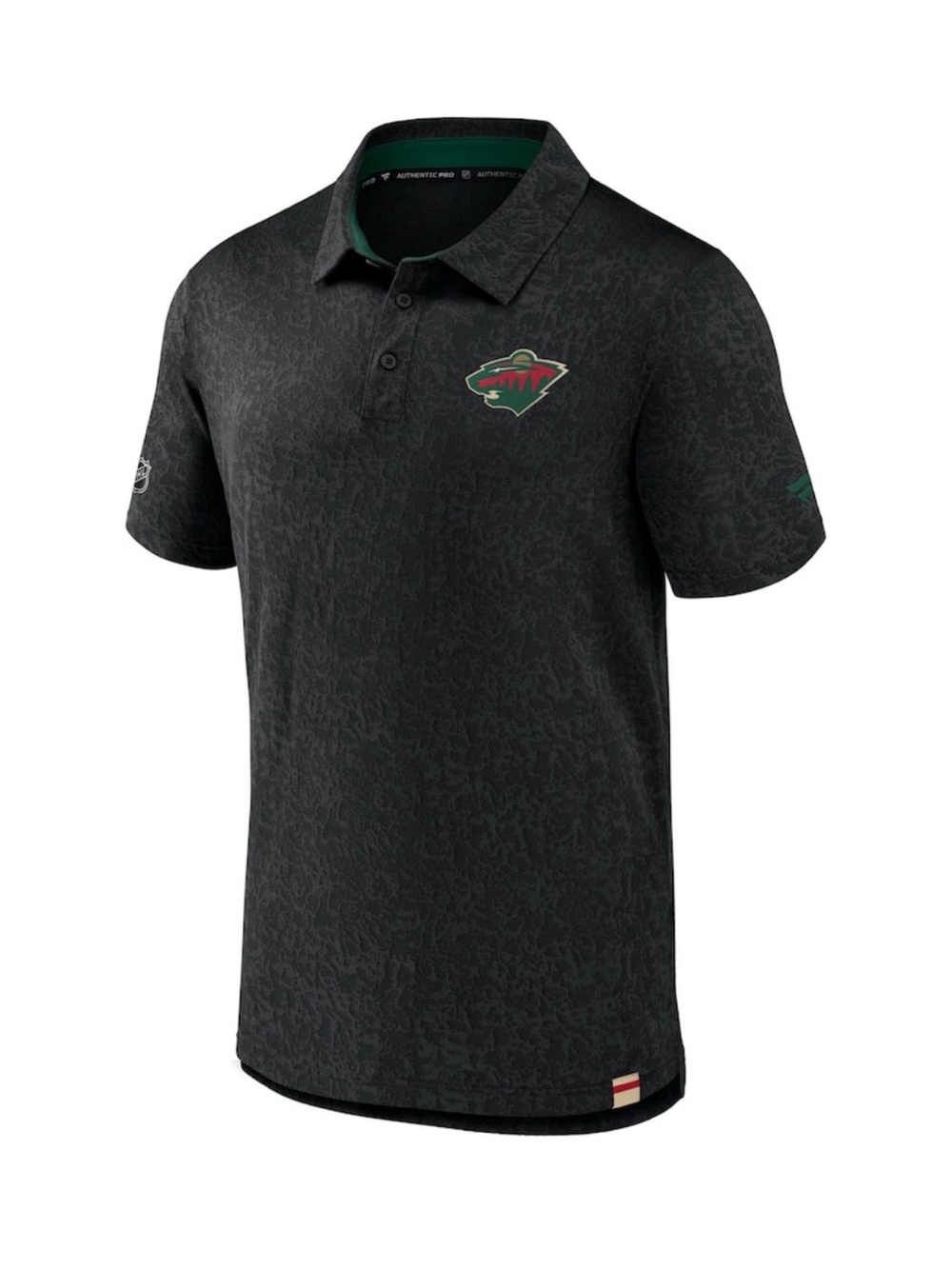Minnesota Wild Fanatics Black Polo with Green and Red Team Logo